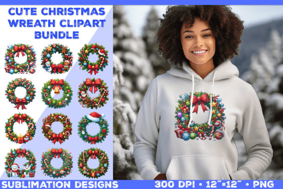 Adorable Christmas Wreath Clipart Bundle for Illustrations