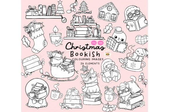 Bookish Christmas Coloring Clipart PNG: A Publisher’s Review of Seasonal Illustrations