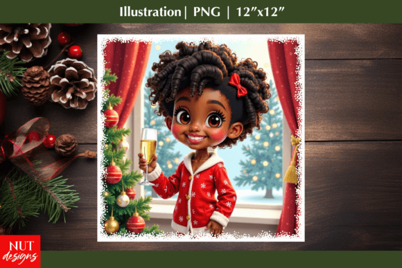 Christmas Cartoon Black Woman with Glass Review