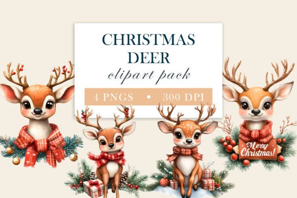 Christmas Deer Clipart PNG: A Designer’s Review for Illustrations