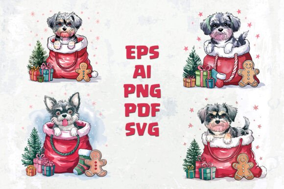 Christmas Dog Watercolor Illustration for Modern Design Projects
