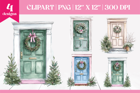 Christmas Door Clipart with Wreaths: A Seller’s Review for Illustrations