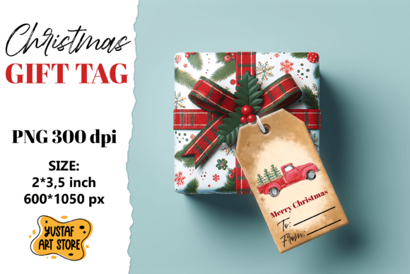 Christmas Gift Tag. Christmas Red Truck Illustrations Review