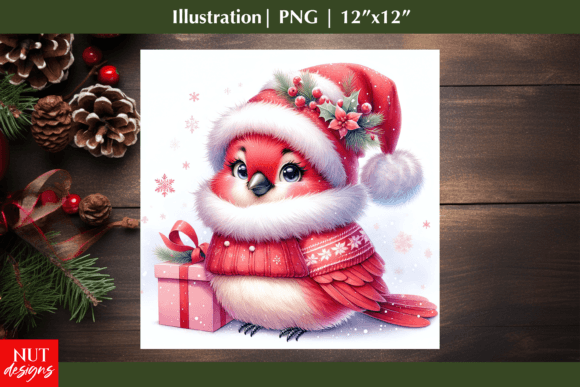 Christmas Illustration PNG Cardinal Bird