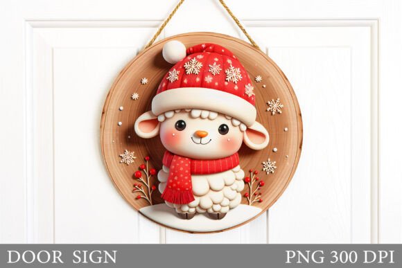 Christmas Lamb Door Sign Sublimation: Illustrations for Local Branding