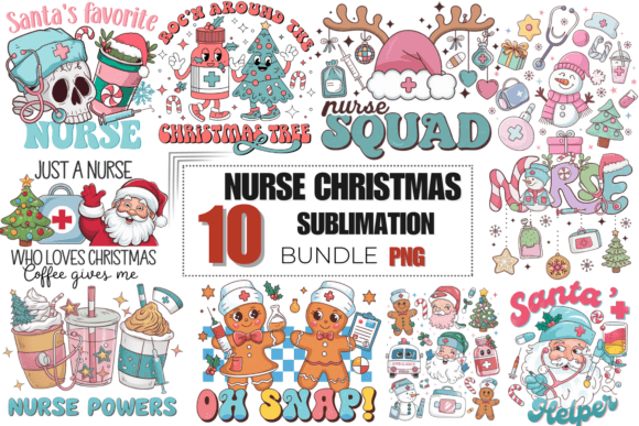 Christmas Nurse Sublimation Bundle, PNG: A Designer’s Review for Holiday Branding