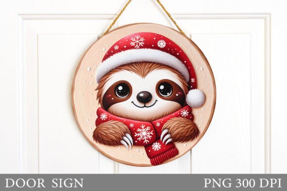 Christmas Sloth Door Sign Design Illustrations Review