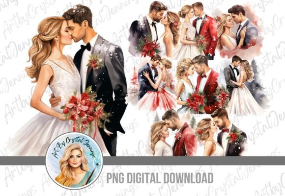 Christmas Wedding Bride Groom PNG Review for Branding