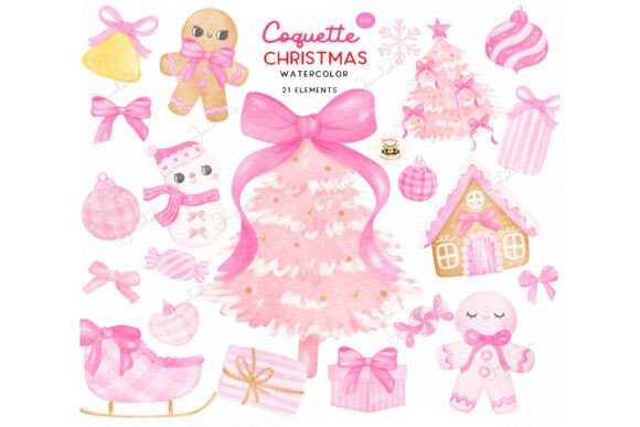 Coquette Christmas Pastel Watercolor Png Illustrations Review
