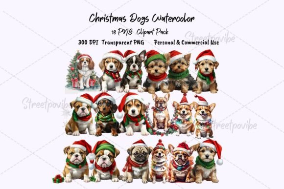 Dog Christmas Watercolor Clipart PNG Art Review