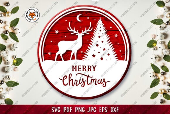 Merry Christmas Door Sign SVG, Deer SVG Illustrations Review