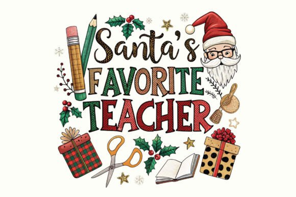 Santa's Favorite Teacher Christmas PNG Review & Illustrations