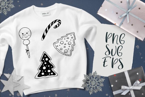 Set of Christmas Sweets SVG, EPS Png: Seasonal Illustrations for Editorial Design