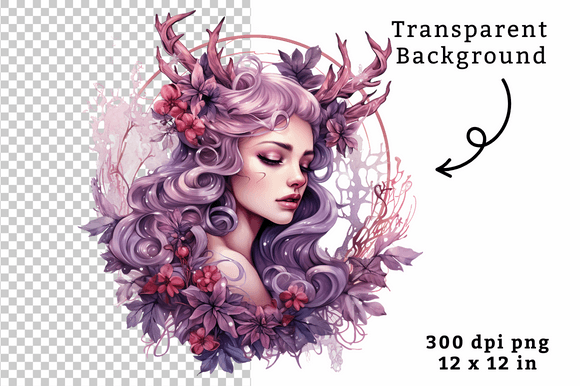 Vintage Christmas Queen Girl Clipart PNG for Illustrations