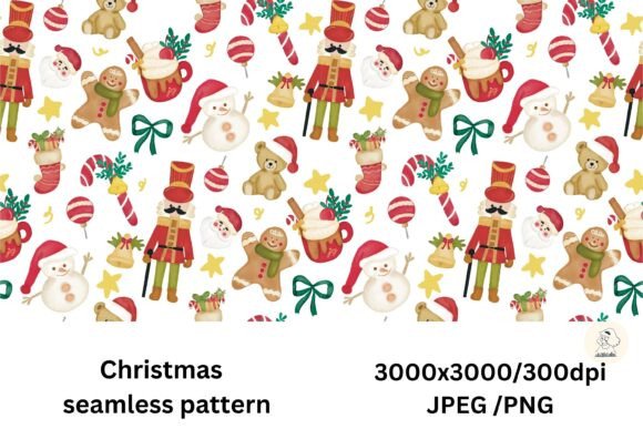 Whimsical Christmas Seamless Pattern for Illustrations