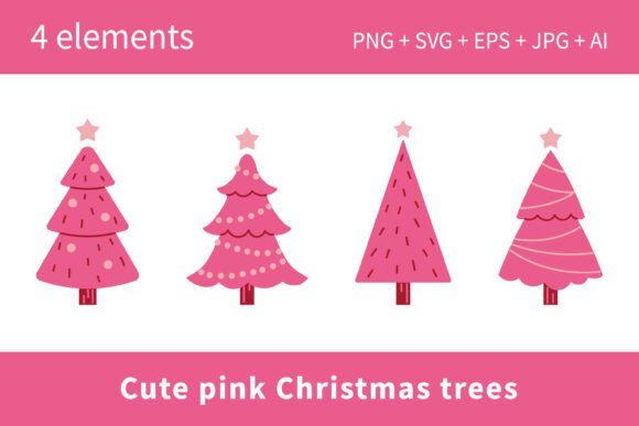 Y2k Glamour Ink Christmas Trees Set for Modern Illustrations